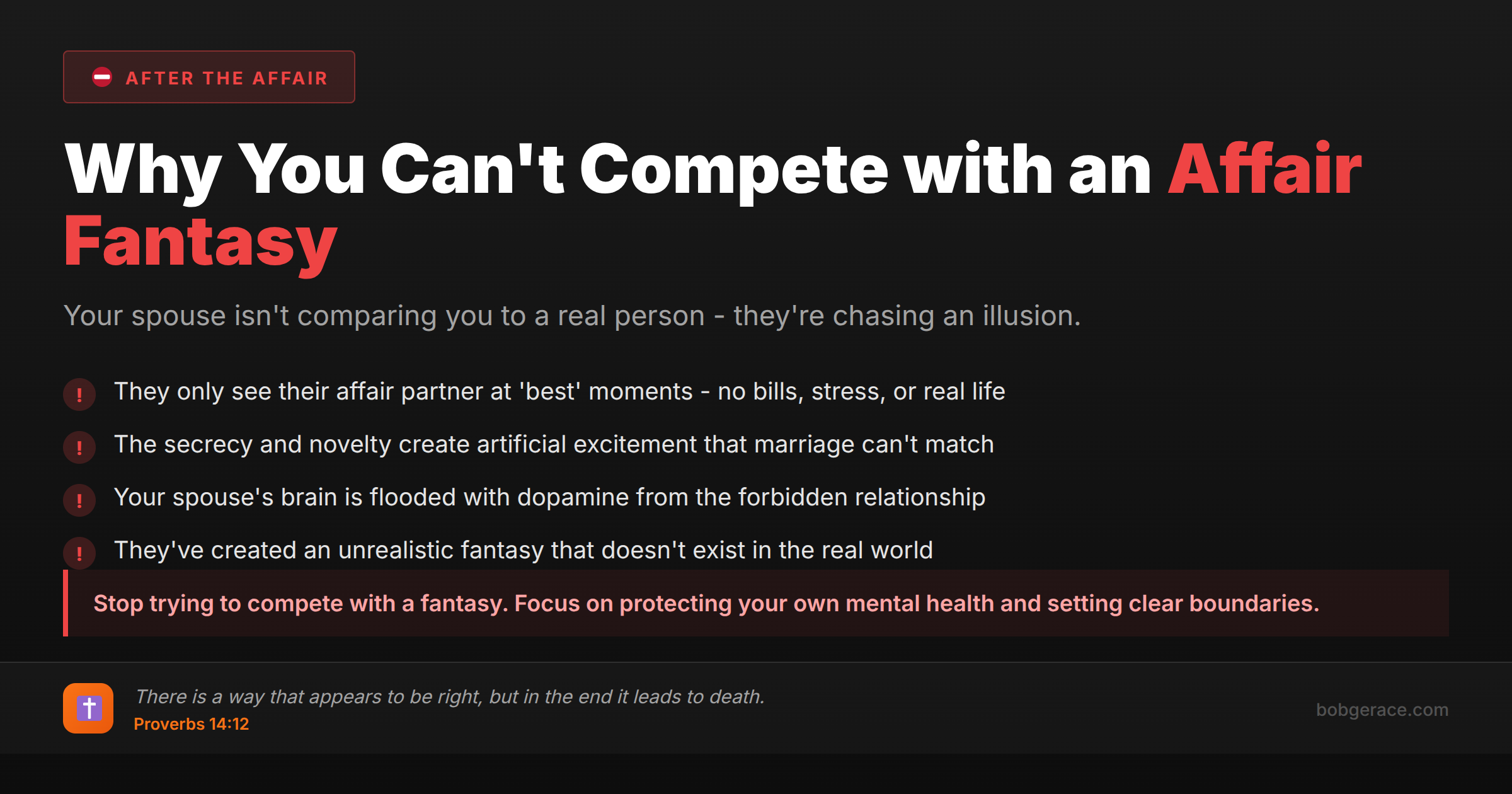 Marriage coaching advice about affair partner idealization and why spouses create unrealistic comparisons during affairs