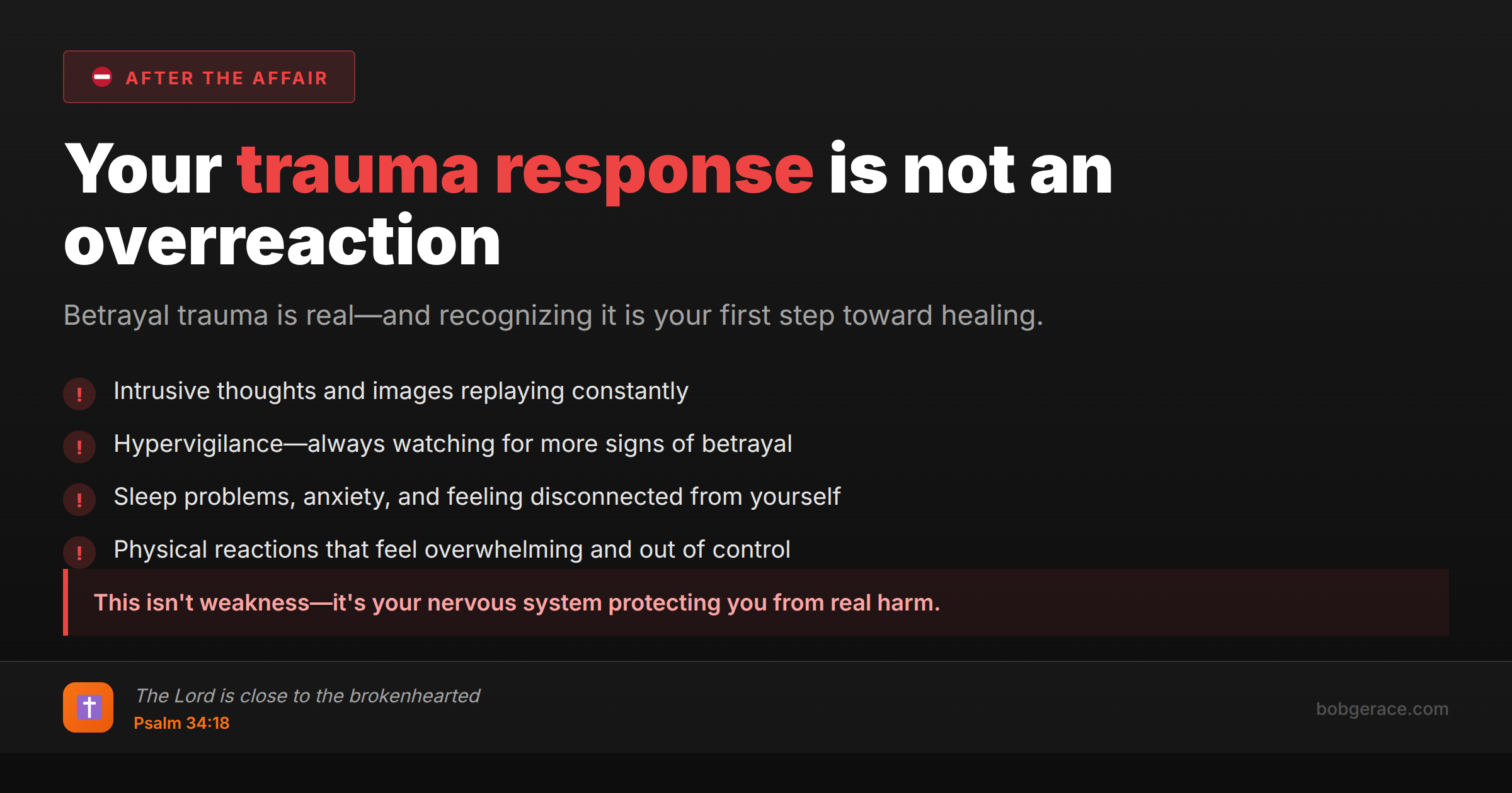 Warning signs of betrayal trauma after infidelity - recognizing trauma response symptoms in marriage