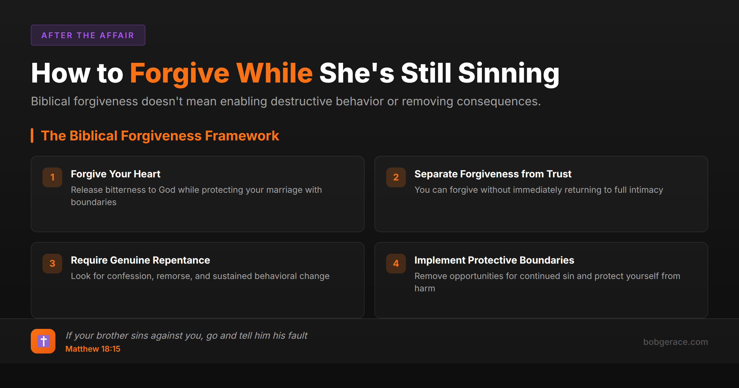 Biblical framework for forgiving a spouse who continues in sin while maintaining healthy boundaries and requiring repentance