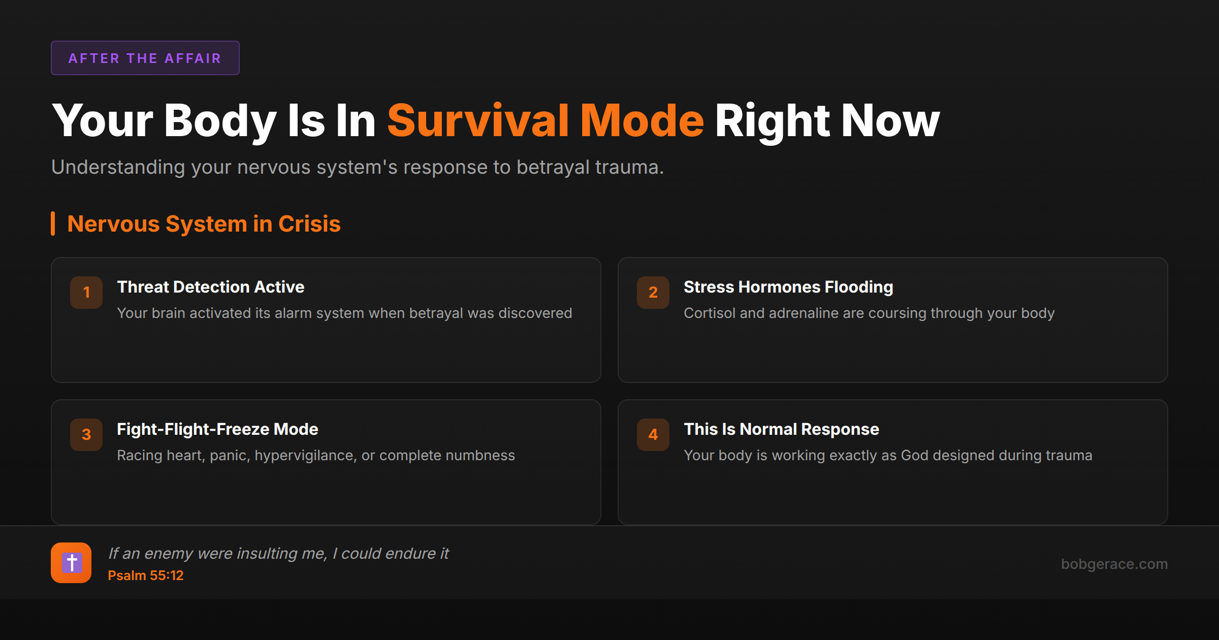 Framework showing how the nervous system responds to betrayal trauma with survival mode activation