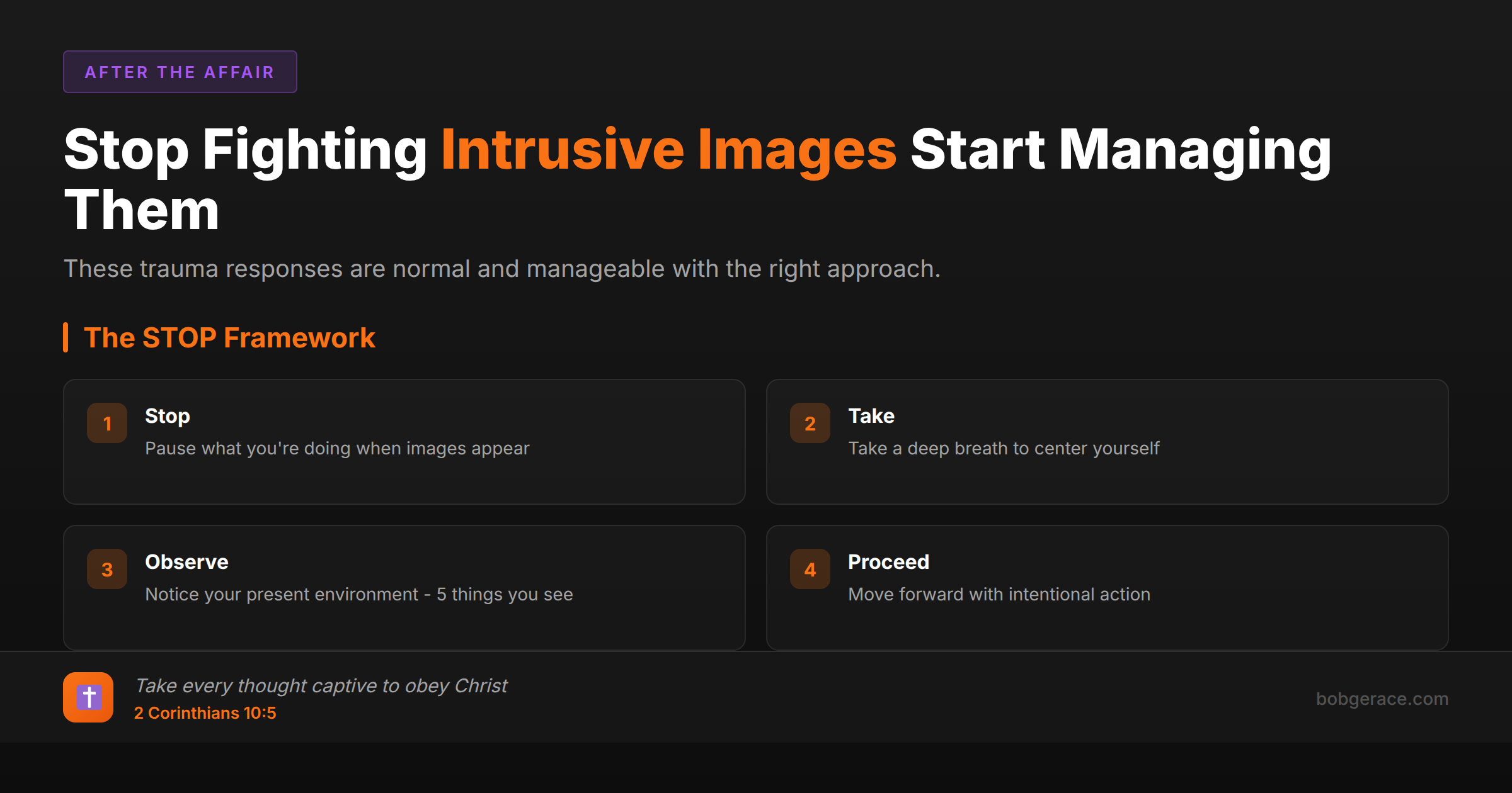 STOP framework for managing intrusive images after discovering infidelity - biblical approach to trauma recovery