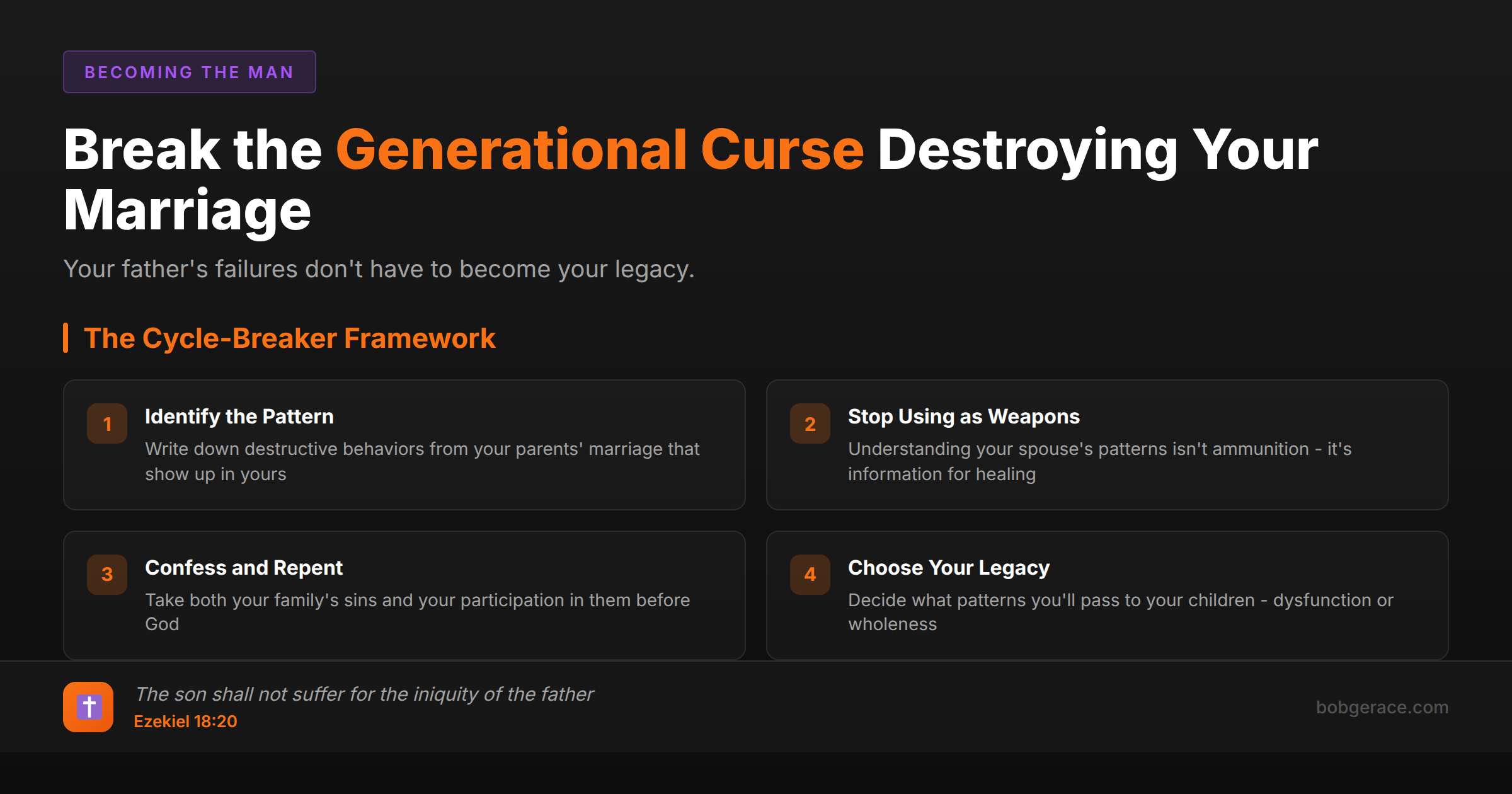 Framework for breaking generational patterns and sins of the fathers that destroy marriages - biblical marriage coaching advice