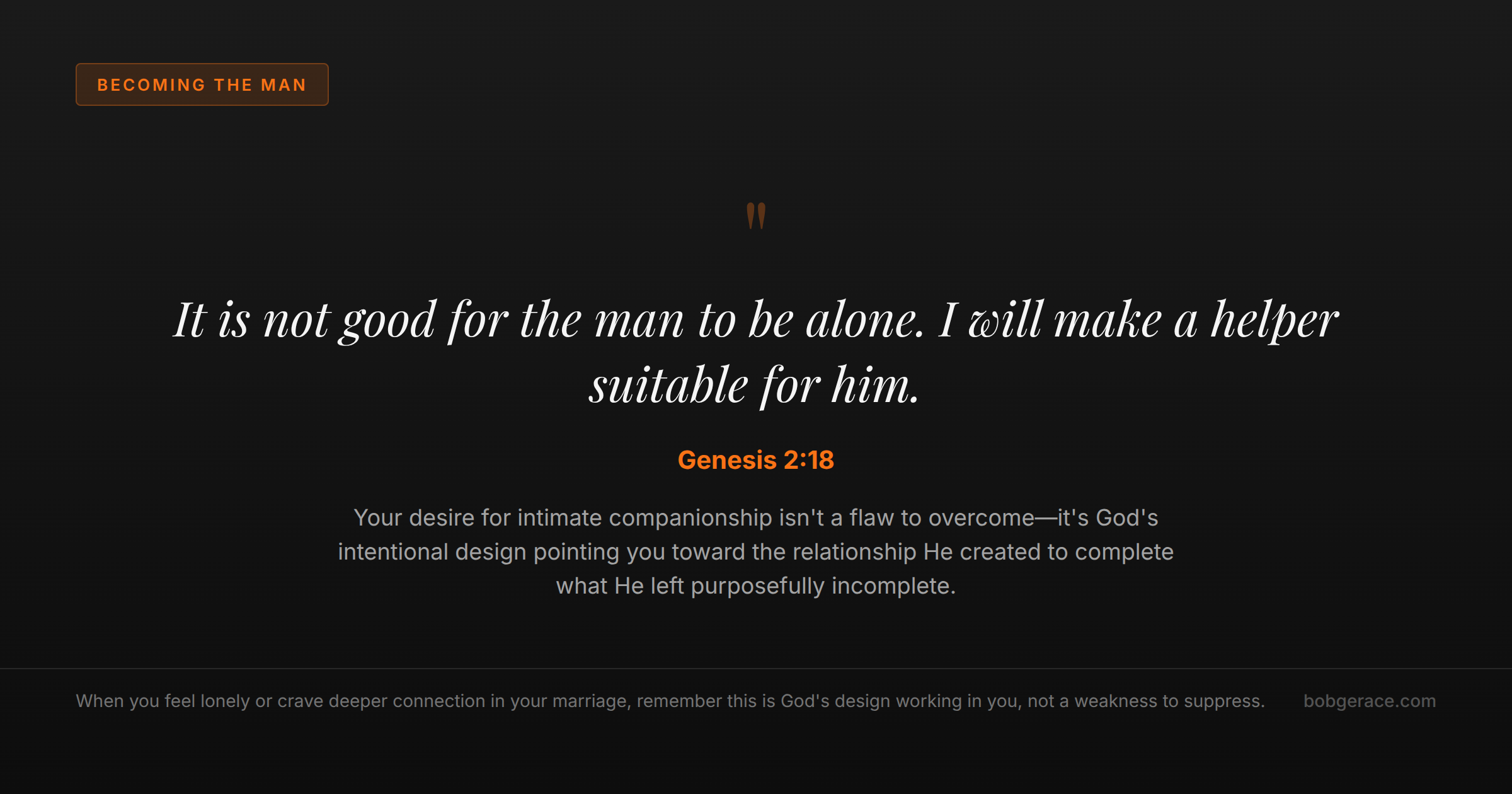 Marriage coaching quote about God's design for companionship and connection in marriage from Genesis 2:18