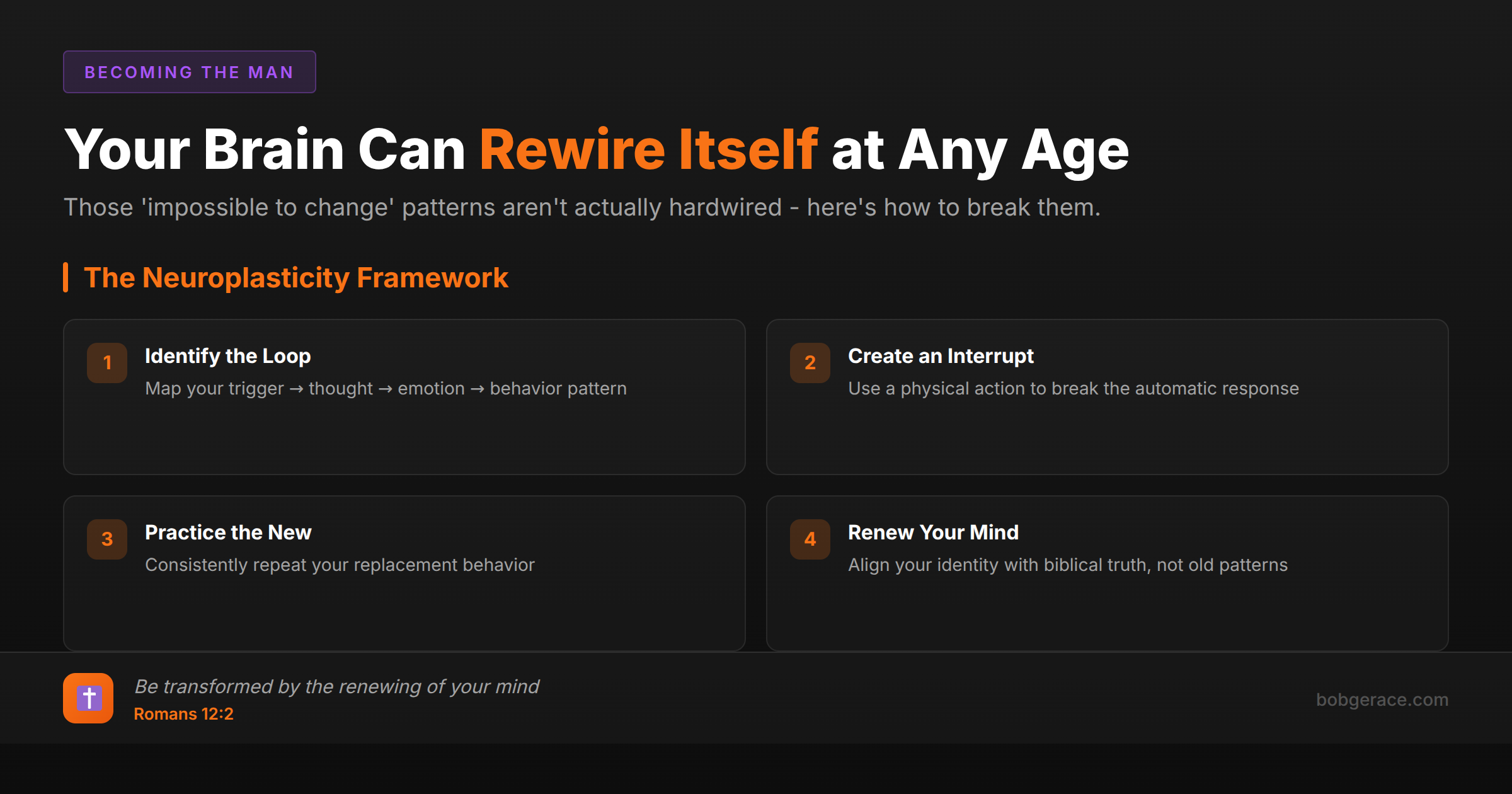 Marriage coaching framework showing how to rewire hardwired patterns using neuroplasticity and biblical truth for lasting transformation