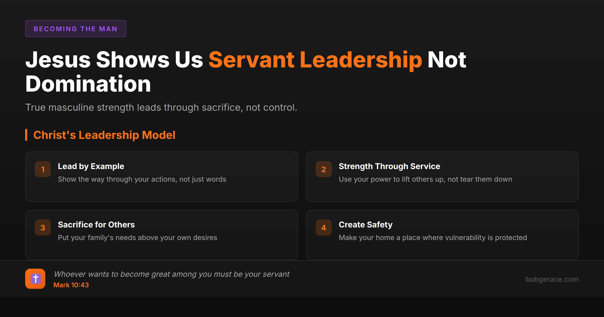 Jesus' model of masculine leadership showing servant authority principles for Christian husbands and fathers