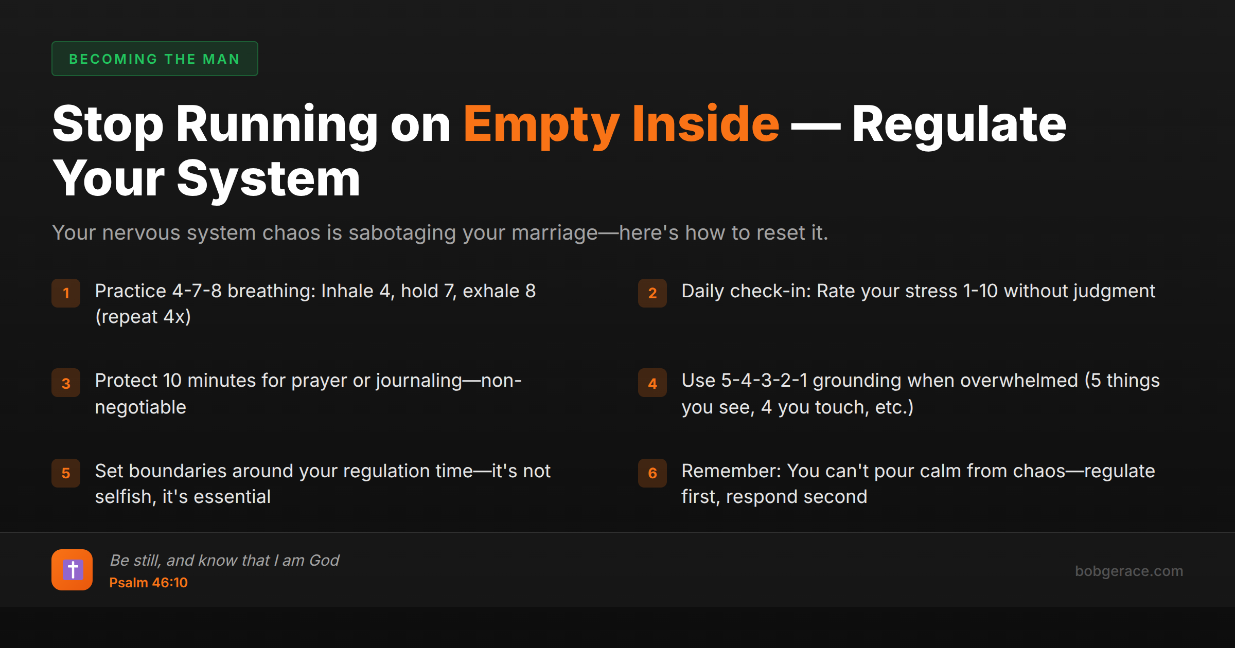 Checklist for regulating your nervous system in marriage with biblical foundation