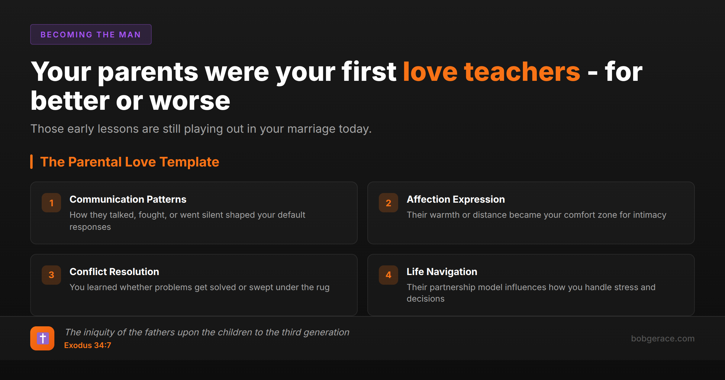 Marriage coaching framework showing how parental love patterns influence your relationship today