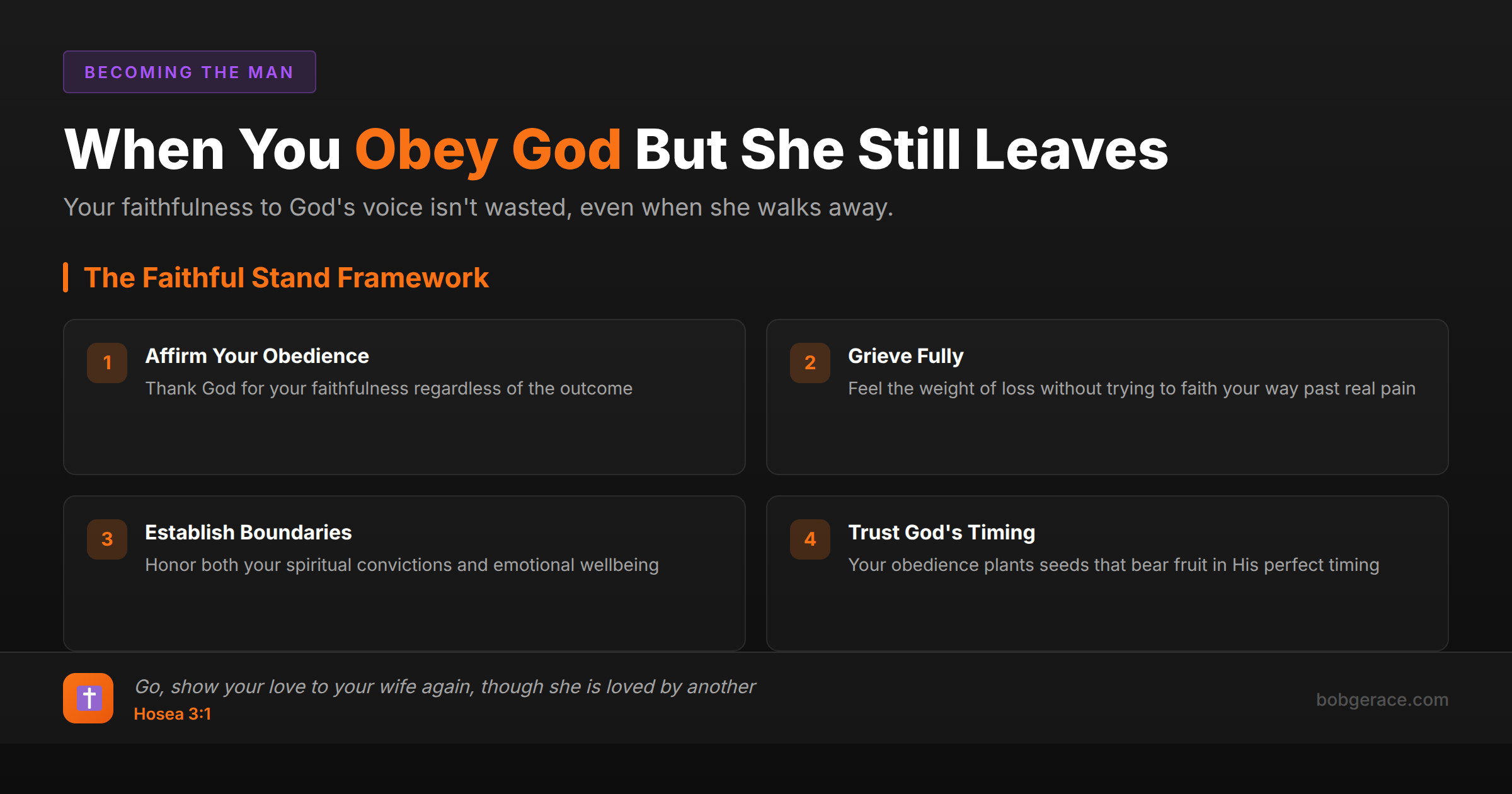 Christian marriage coaching framework for husbands when God calls them to fight for marriage but wife chooses to leave - The Faithful Stand Framework with biblical guidance