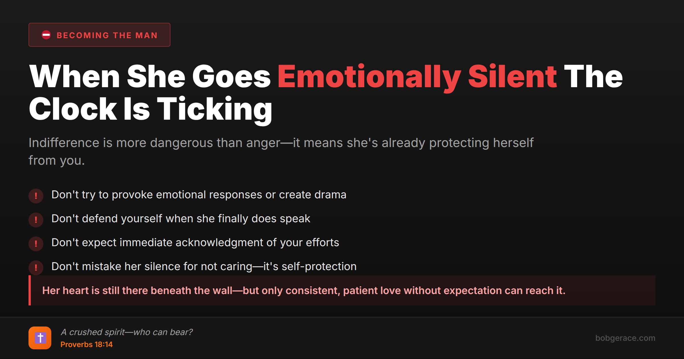 Marriage coaching warning signs when wife becomes emotionally indifferent and silent - what not to do when she shuts down emotionally