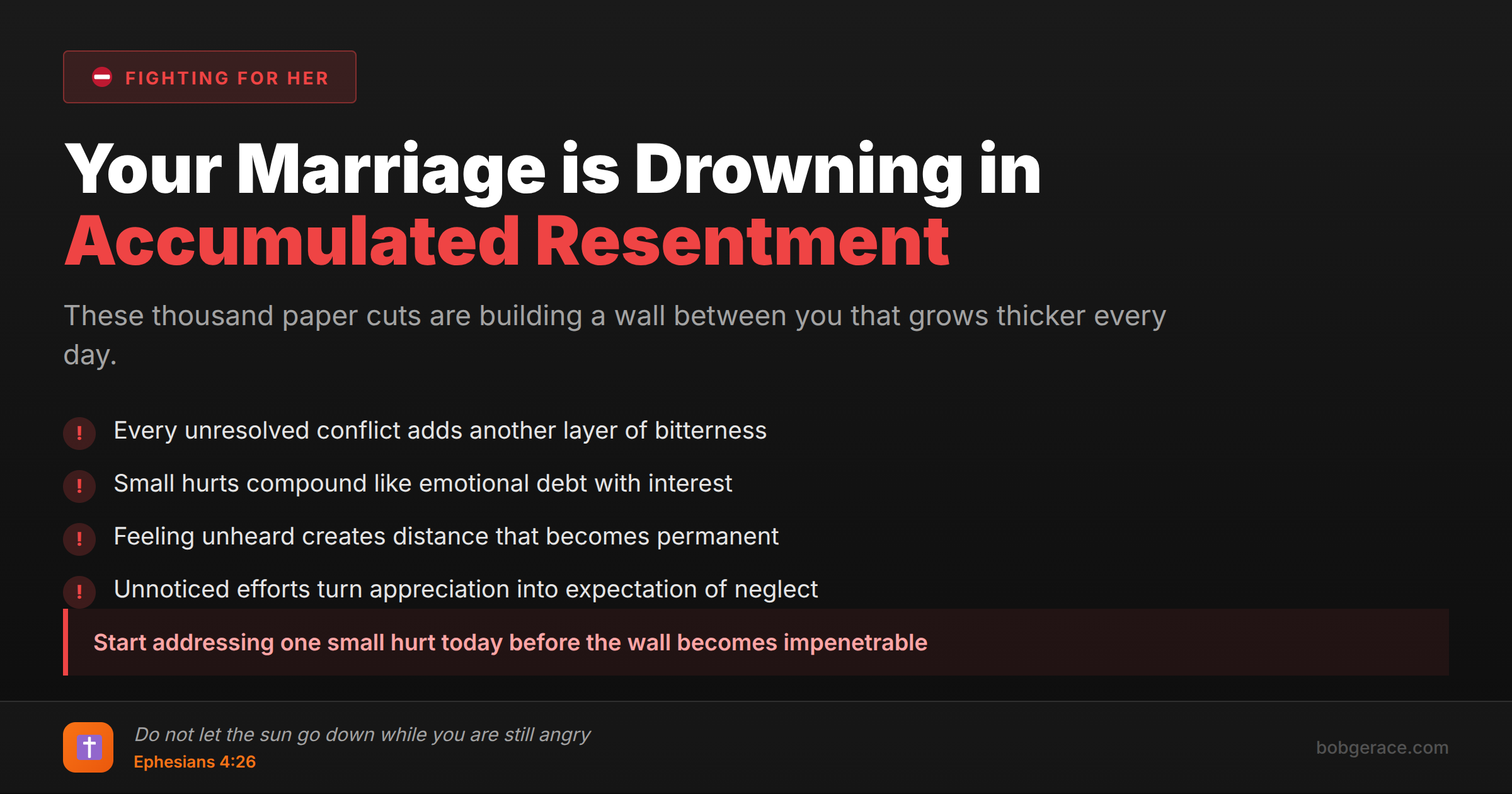 Warning signs of accumulated resentment in marriage with biblical guidance for Christian husbands