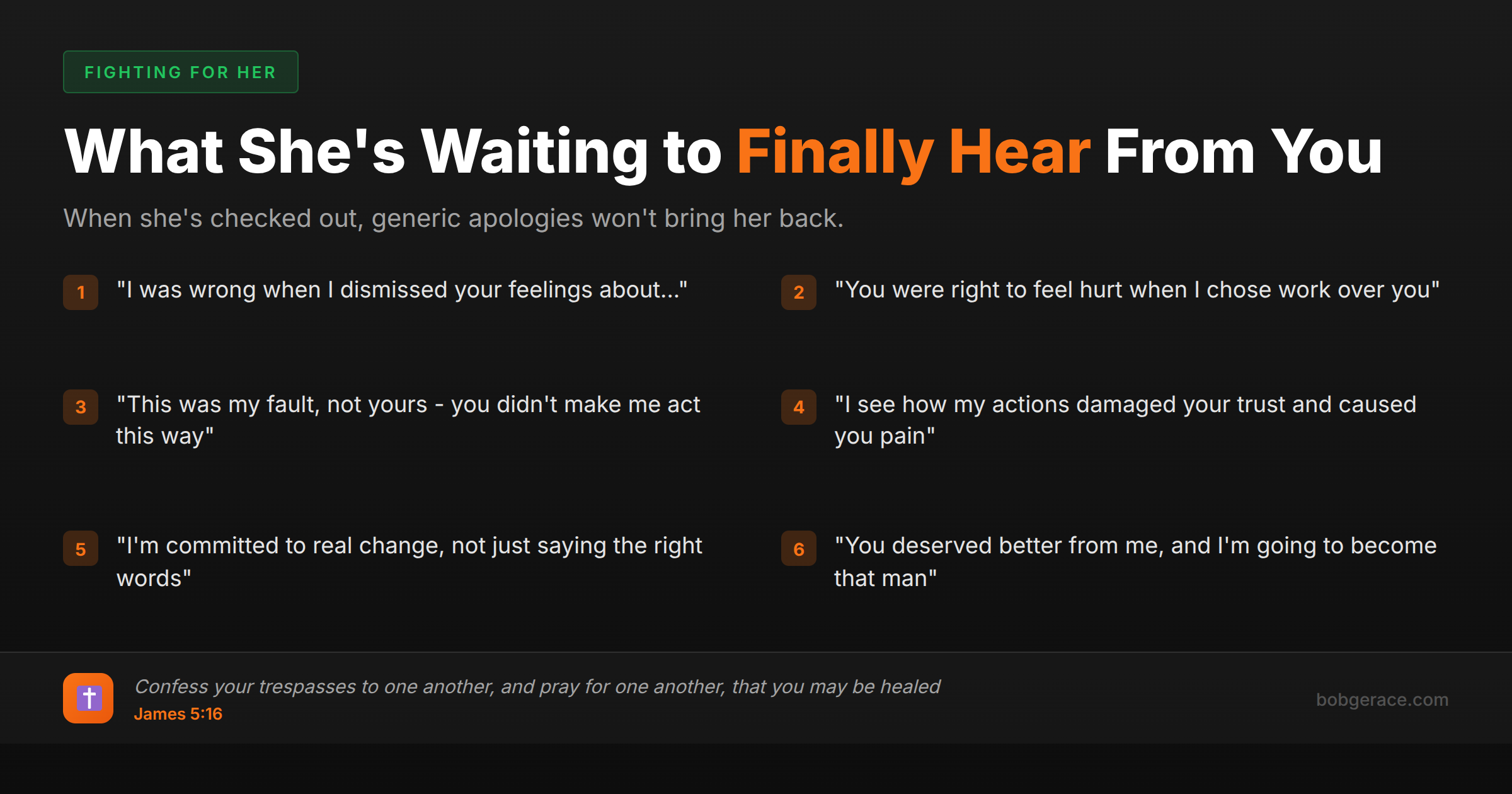 Marriage coaching advice showing specific words wives need to hear for healing and restoration when they've emotionally checked out