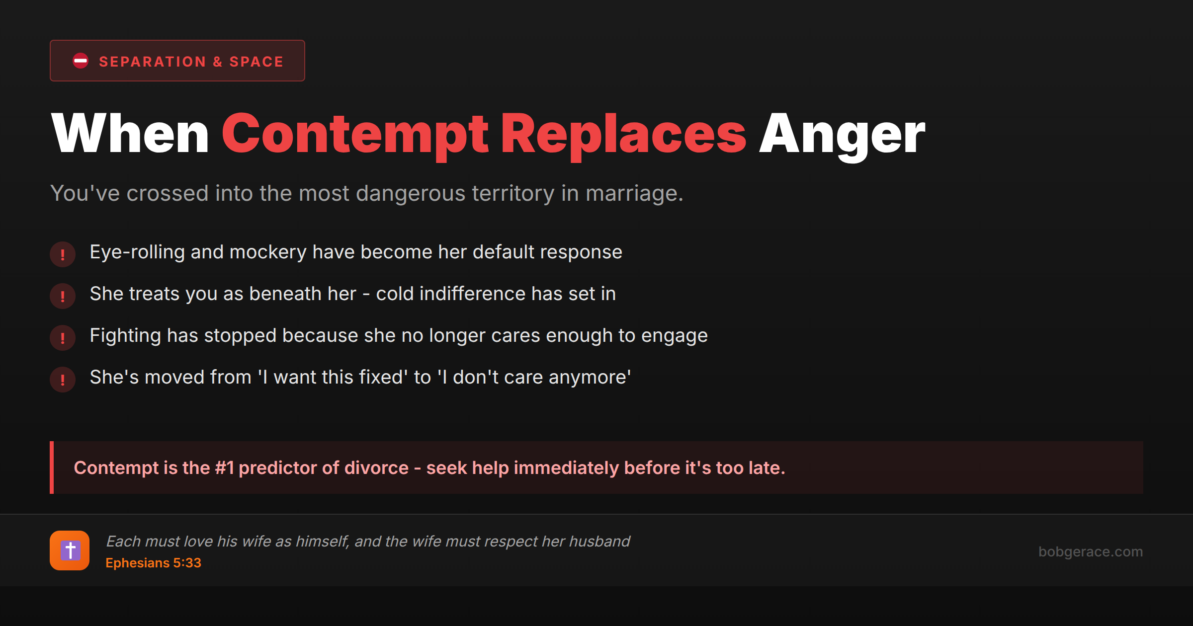 Marriage warning signs when contempt replaces anger - red flags that indicate dangerous territory in relationships