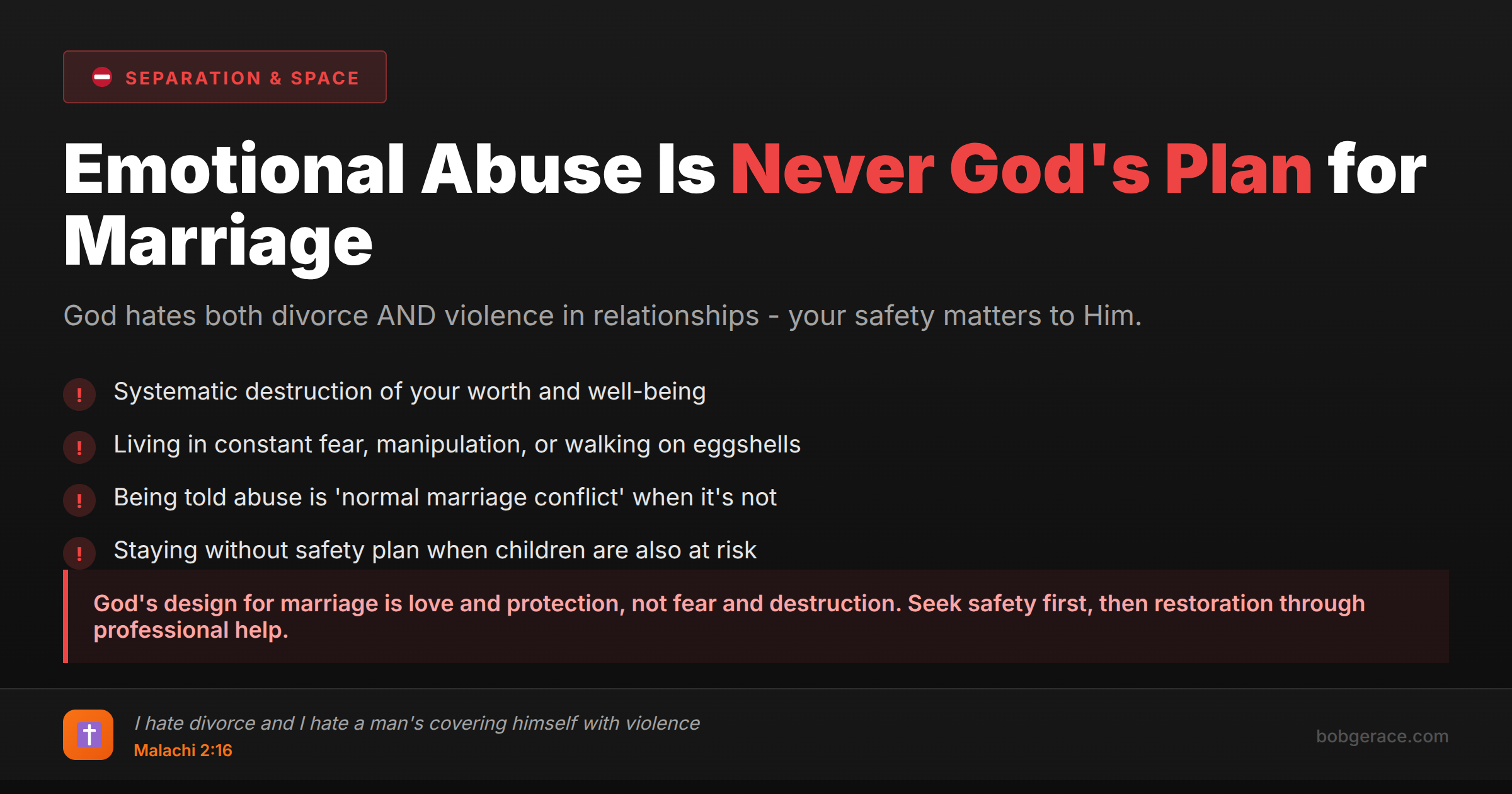 Warning signs of emotional abuse in marriage with biblical perspective on God's design for safe, loving relationships