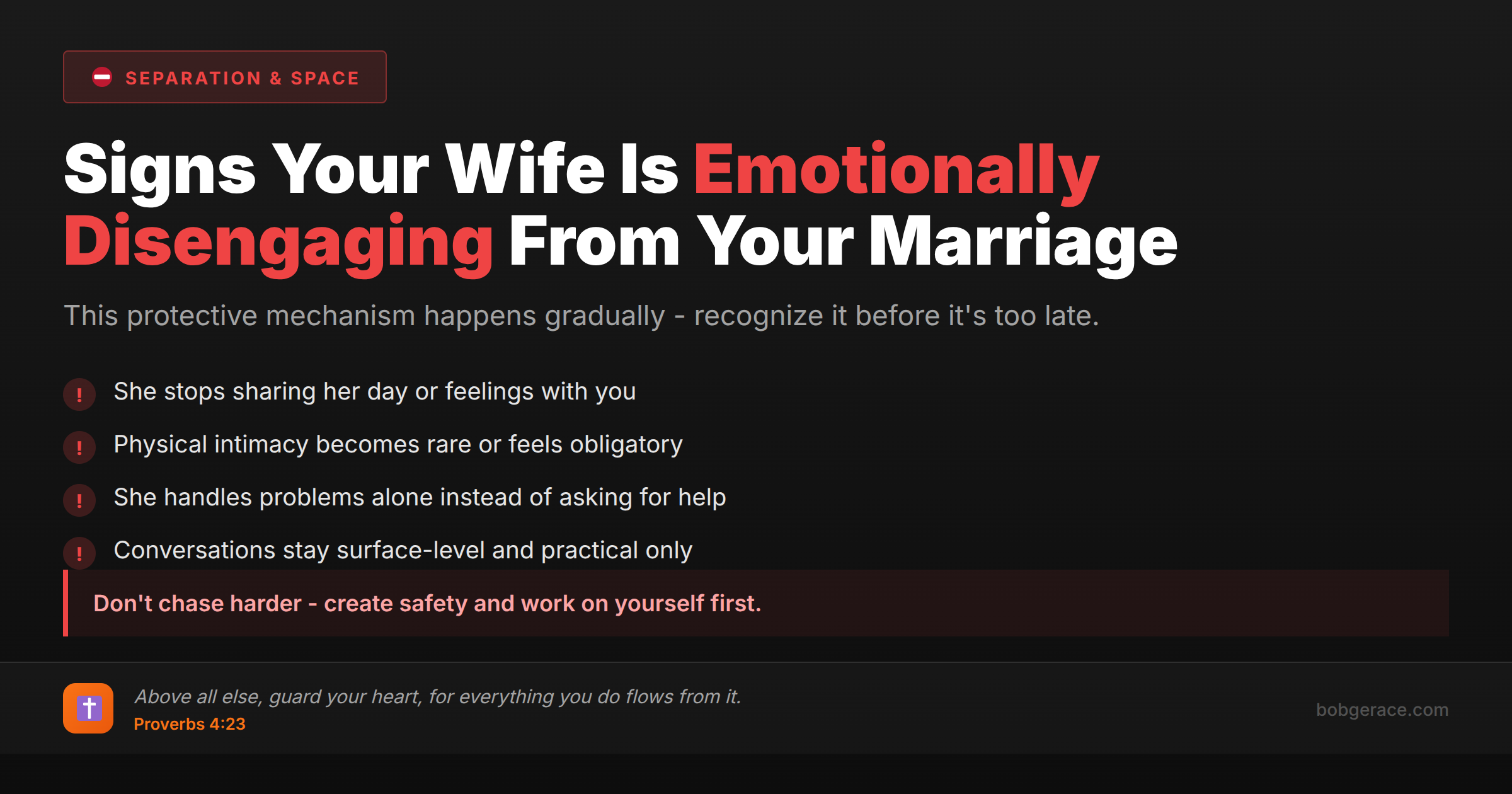 Warning signs of emotional disengagement in marriage with biblical guidance for husbands