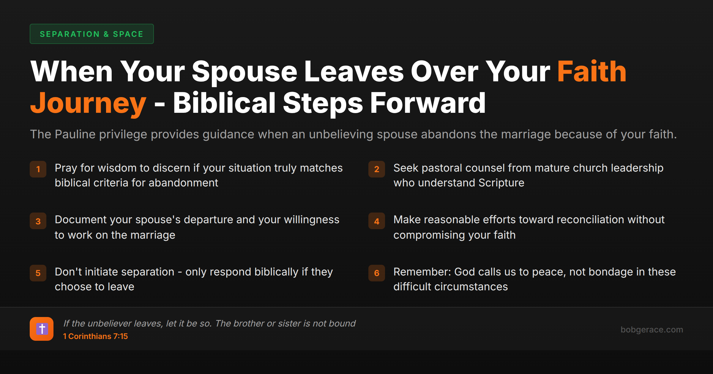 Biblical checklist for applying Pauline privilege when unbelieving spouse abandons marriage over faith differences