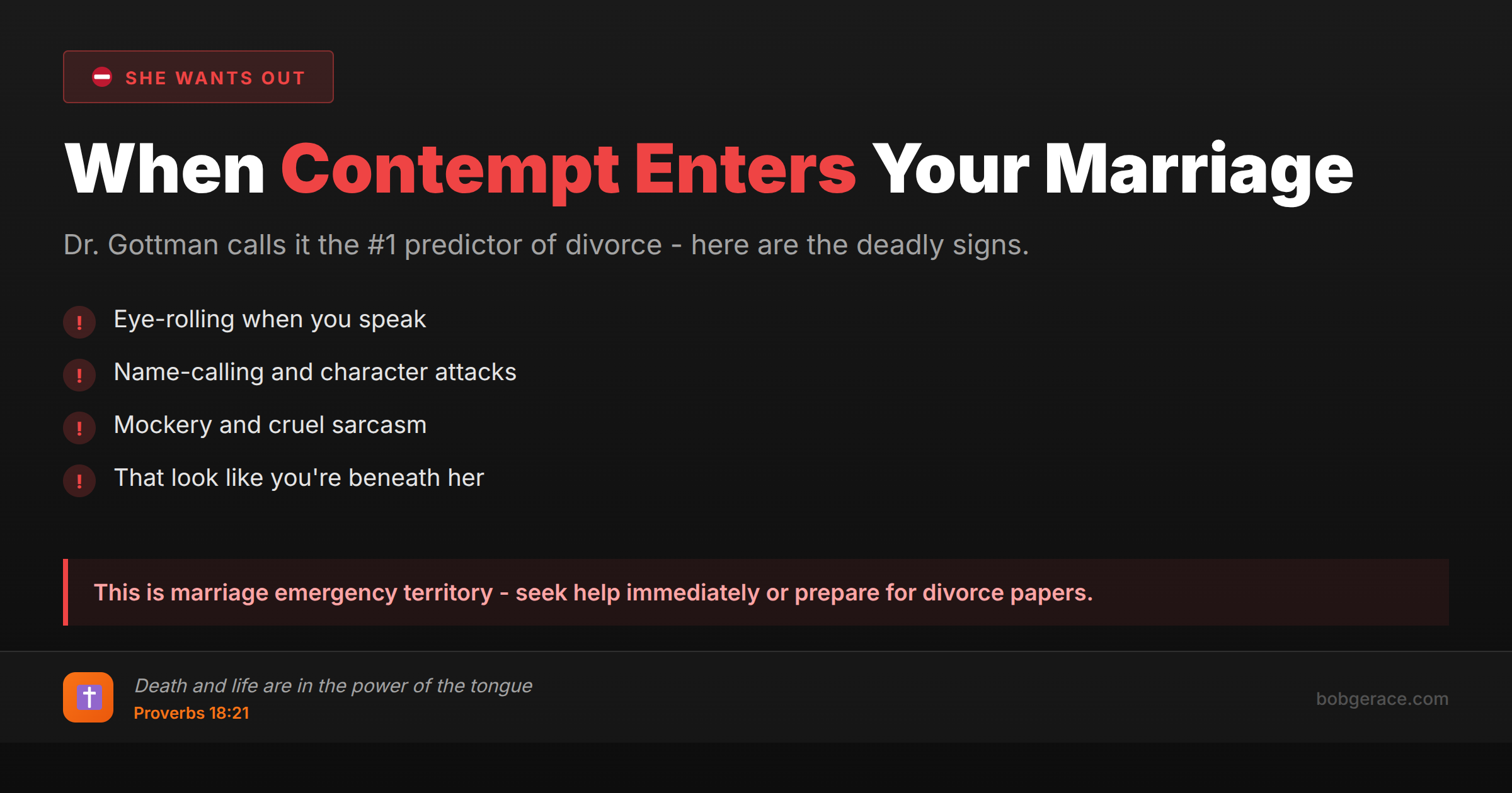 Warning signs of contempt in marriage - marriage coaching advice for men