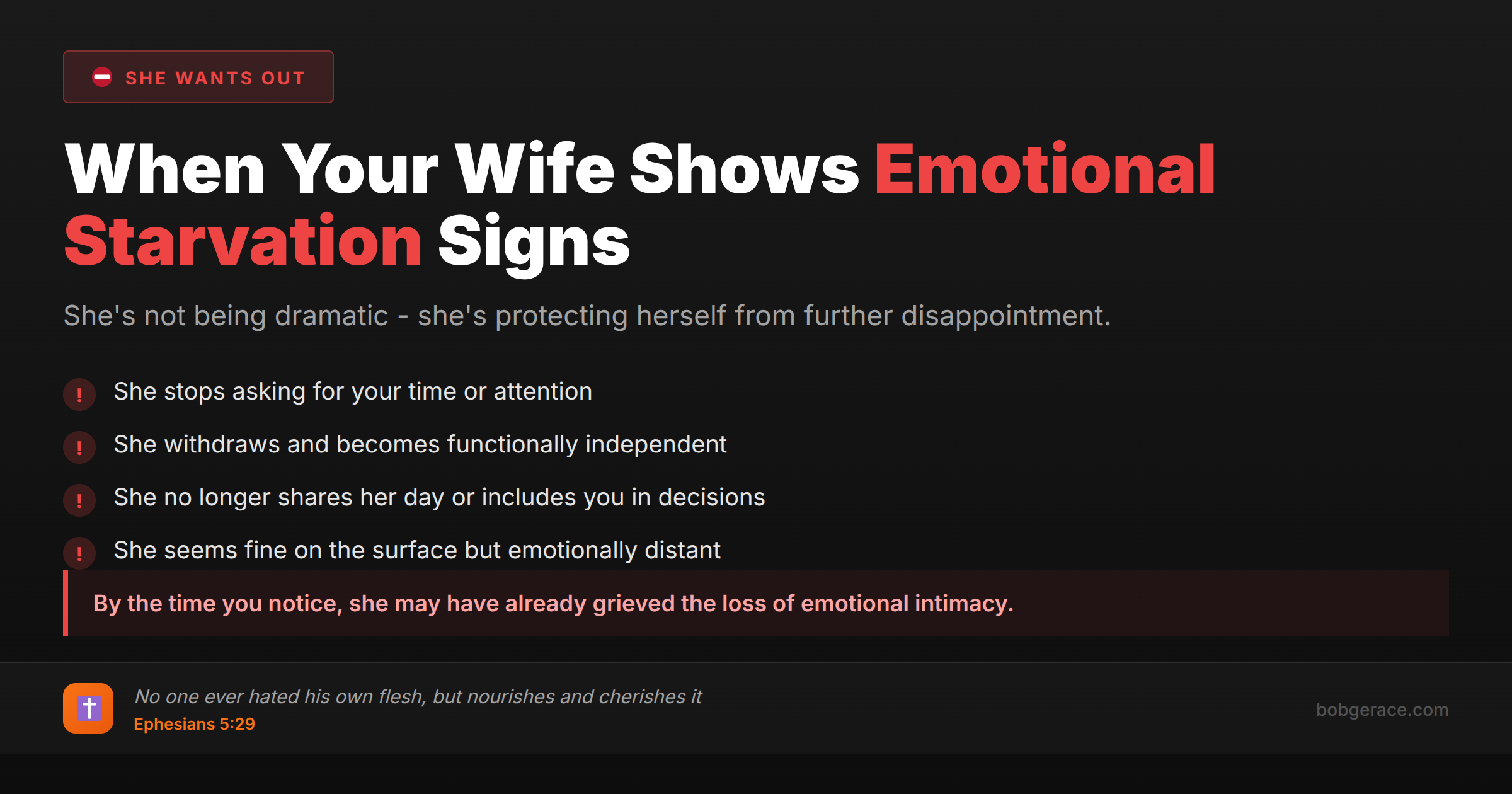 Warning signs of emotional starvation in marriage with biblical guidance for husbands