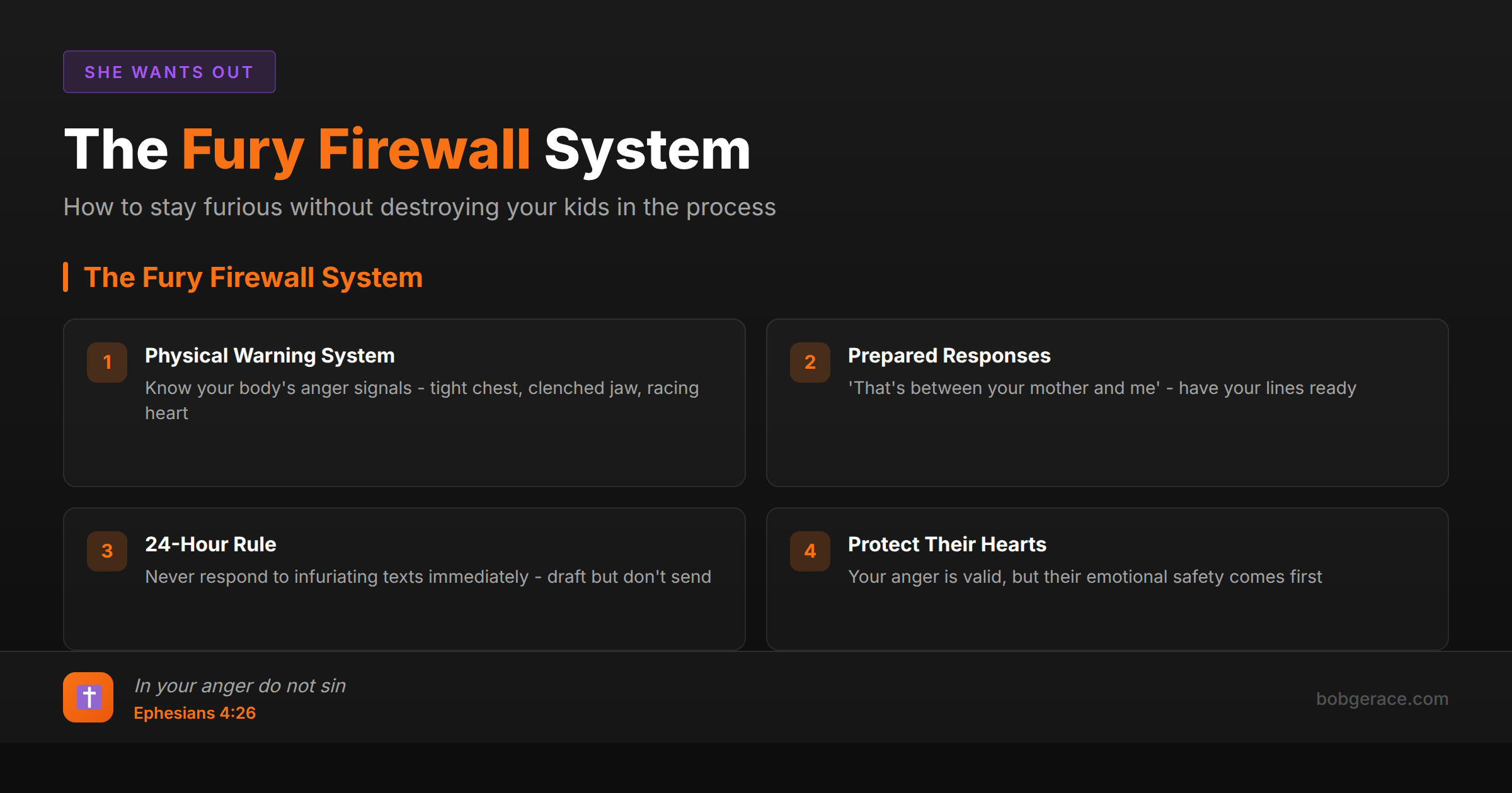The Fury Firewall System - marriage coaching framework for managing anger during co-parenting conflicts without harming children
