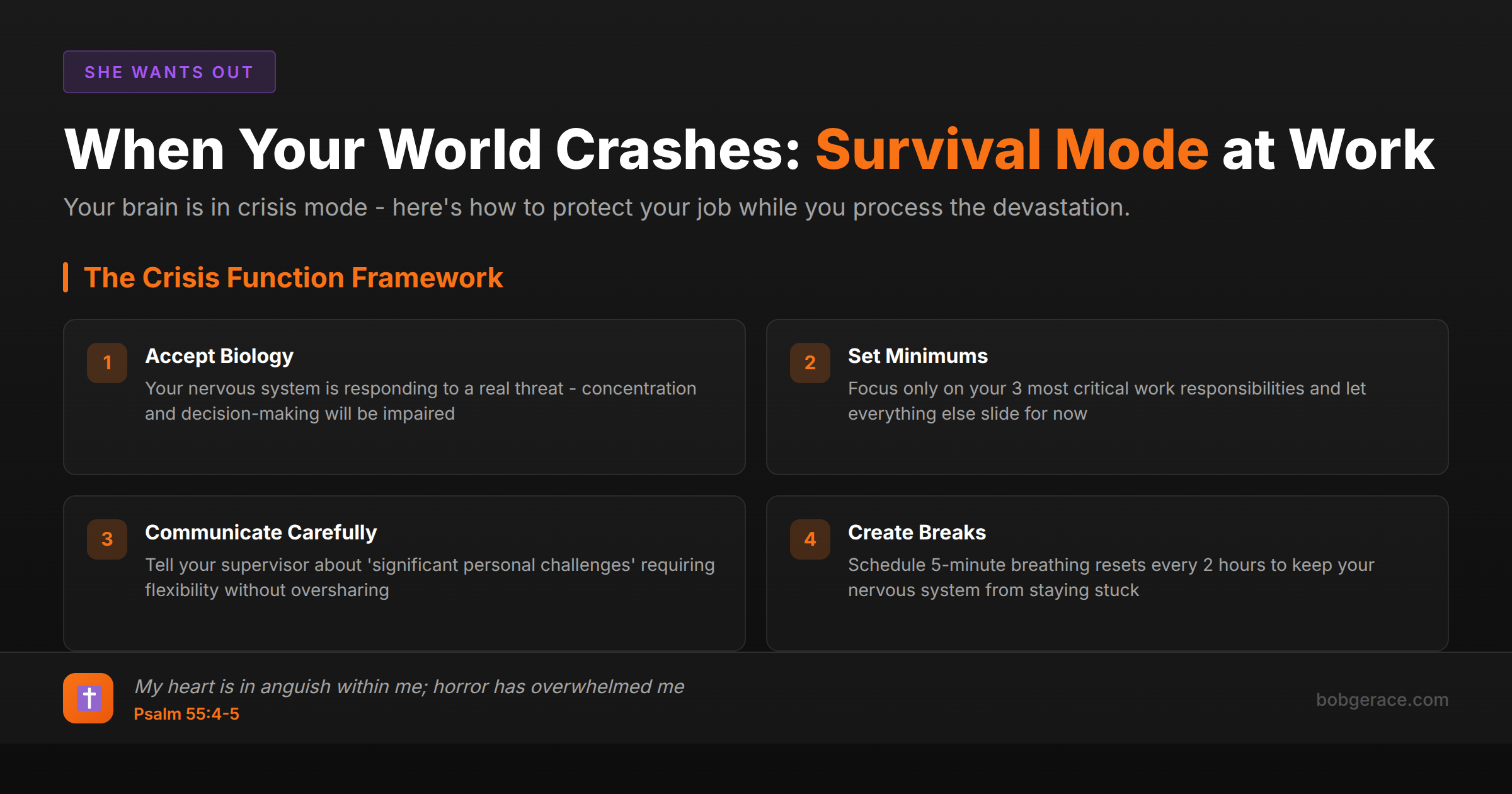 Marriage crisis survival guide for functioning at work when your world falls apart - biblical framework for men