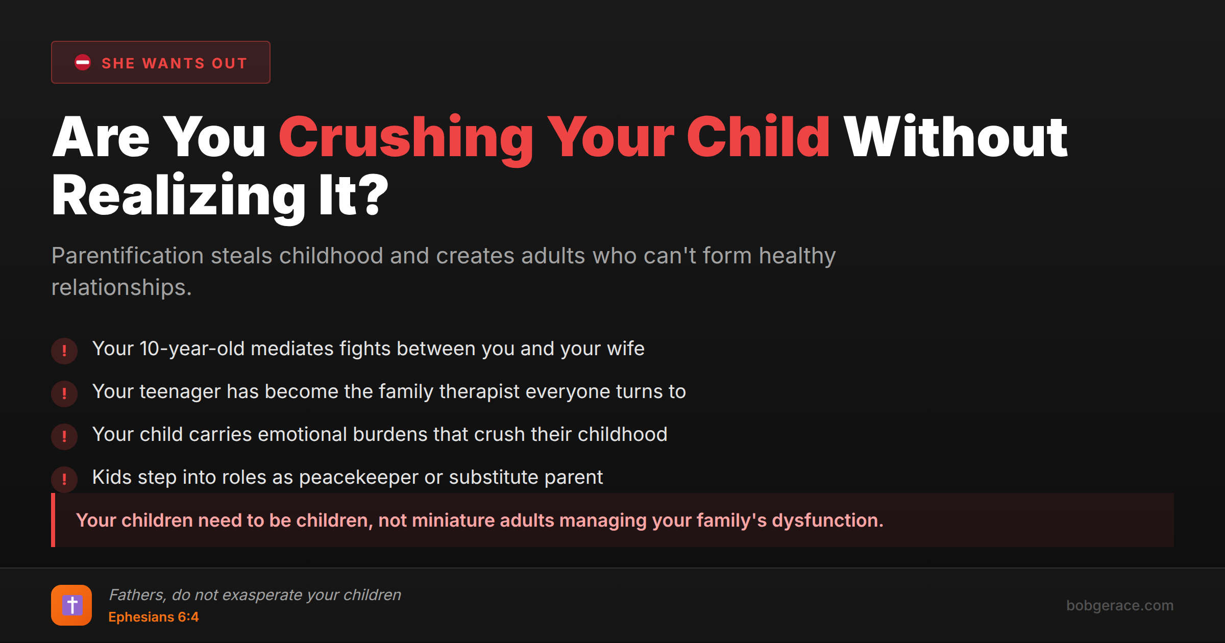 Warning signs of parentification - when parents make children responsible for adult emotional needs and family problems