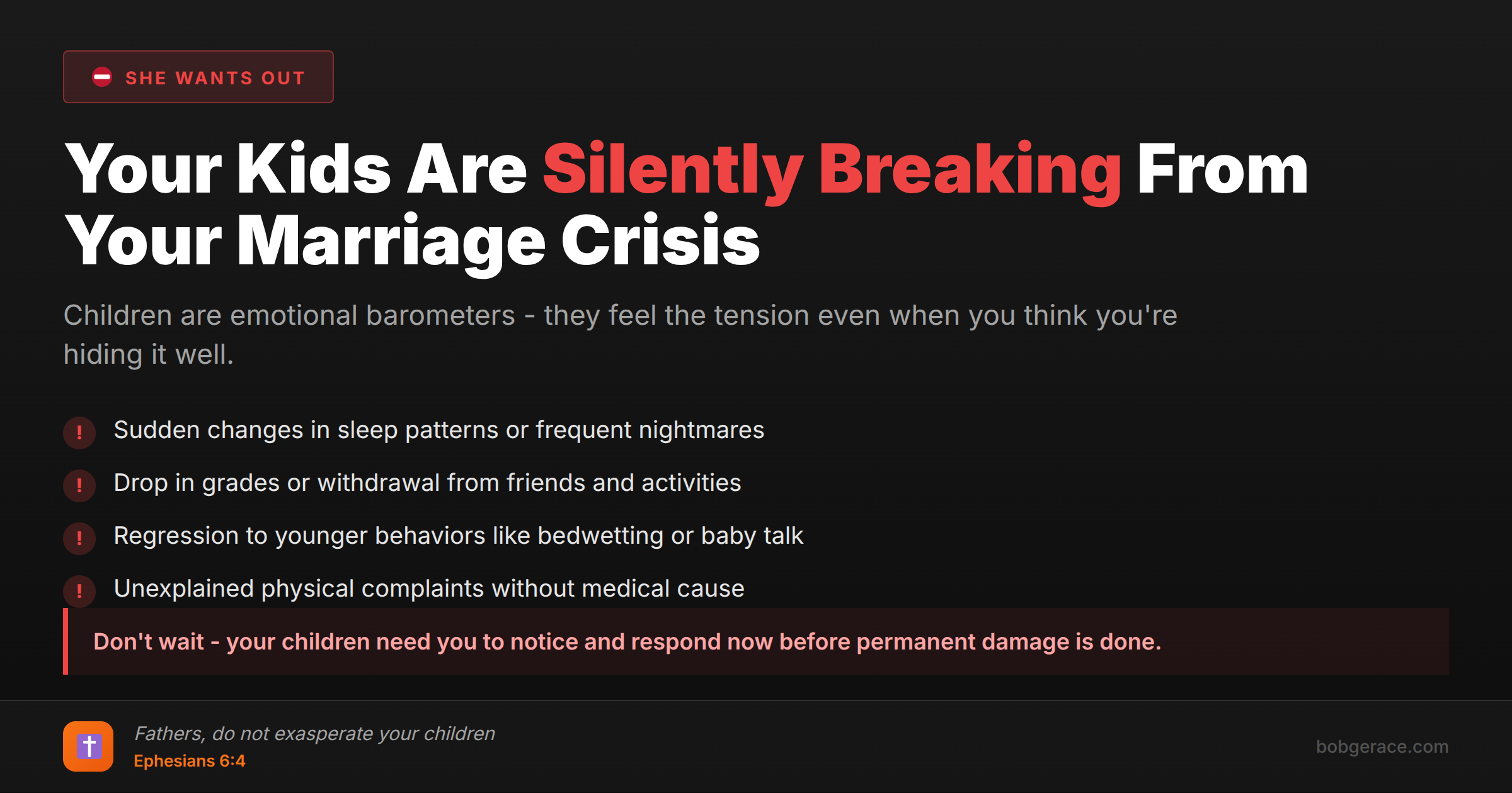 Warning signs that children are struggling during parents' marriage crisis - behavioral changes to watch for