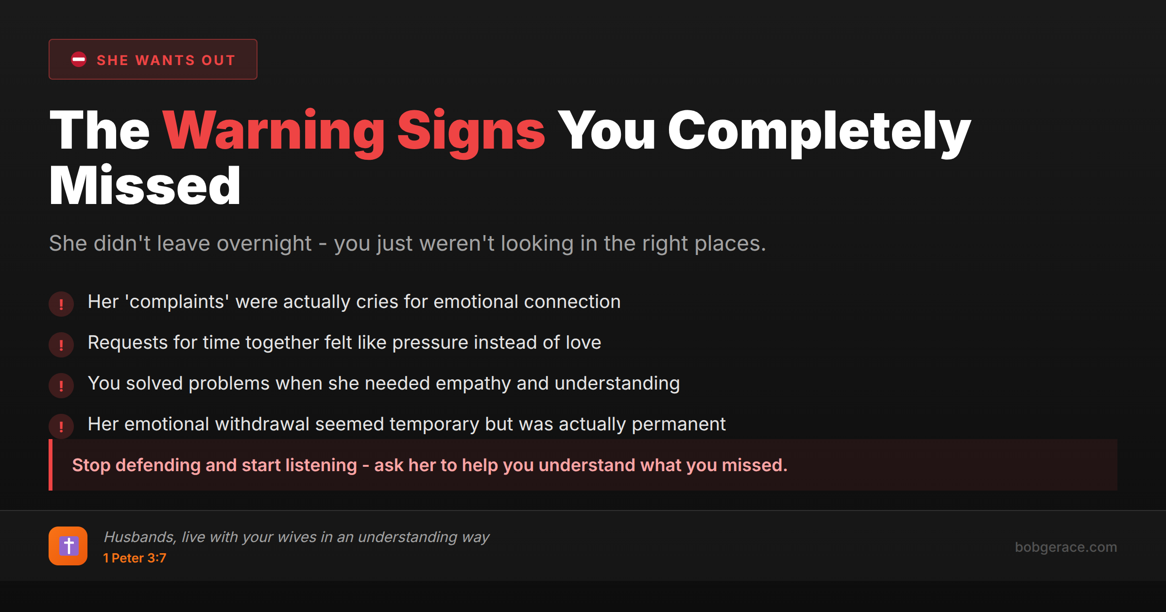 Warning signs husbands miss before wives leave - emotional disconnection and communication breakdown in marriage