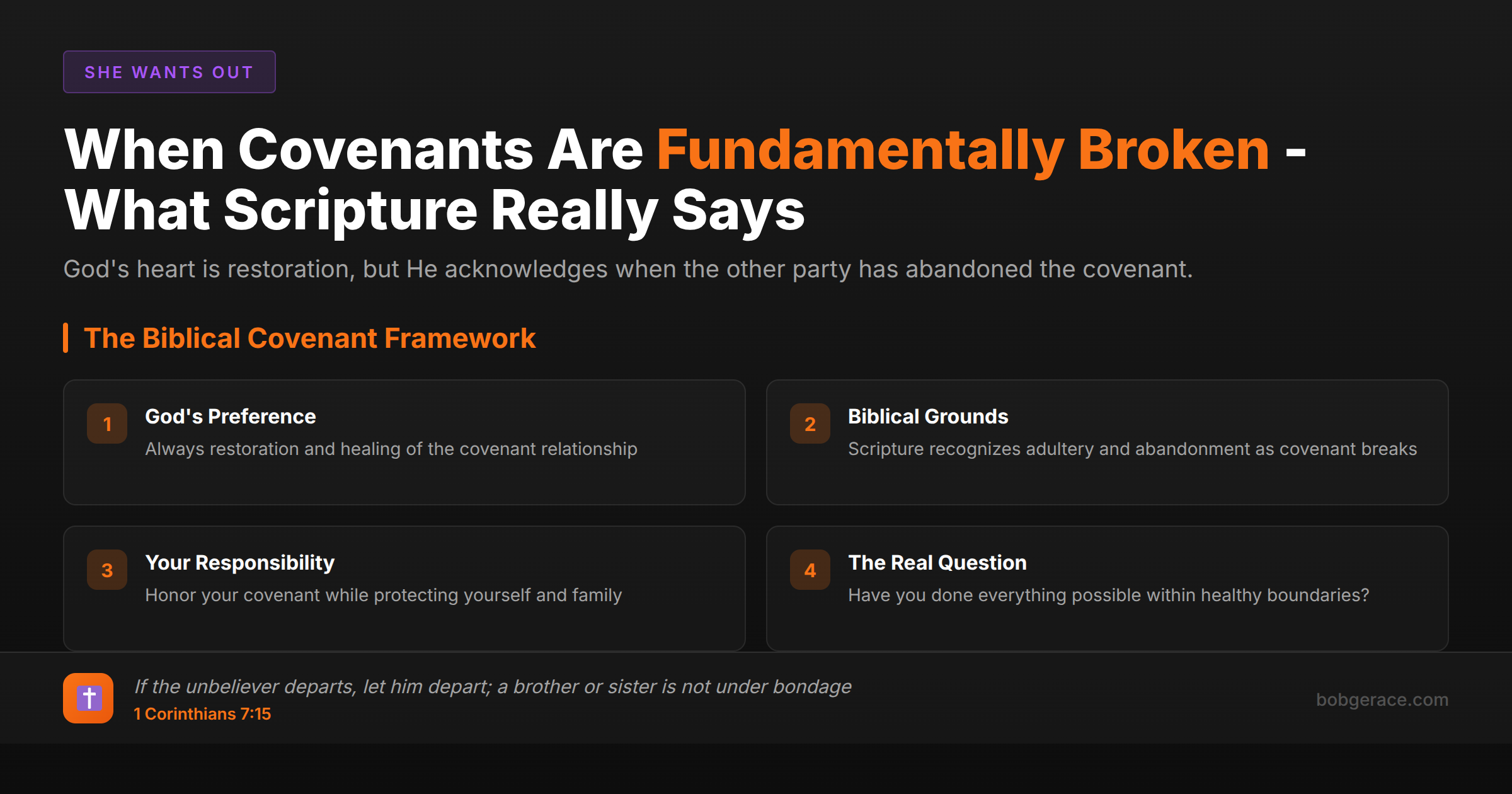 Biblical framework for understanding when God releases someone from marriage covenant - marriage coaching guidance
