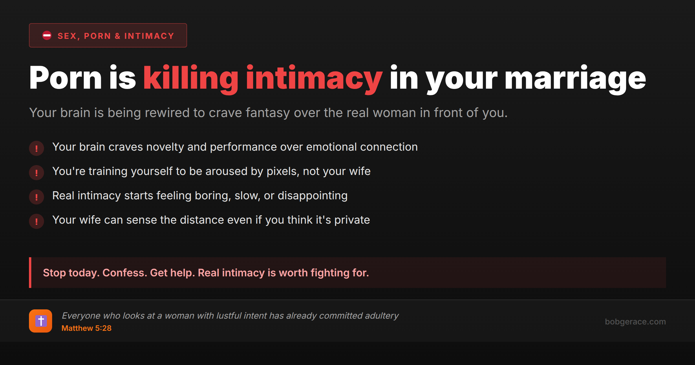 Warning signs that porn is destroying real intimacy in marriage - Christian marriage coaching advice