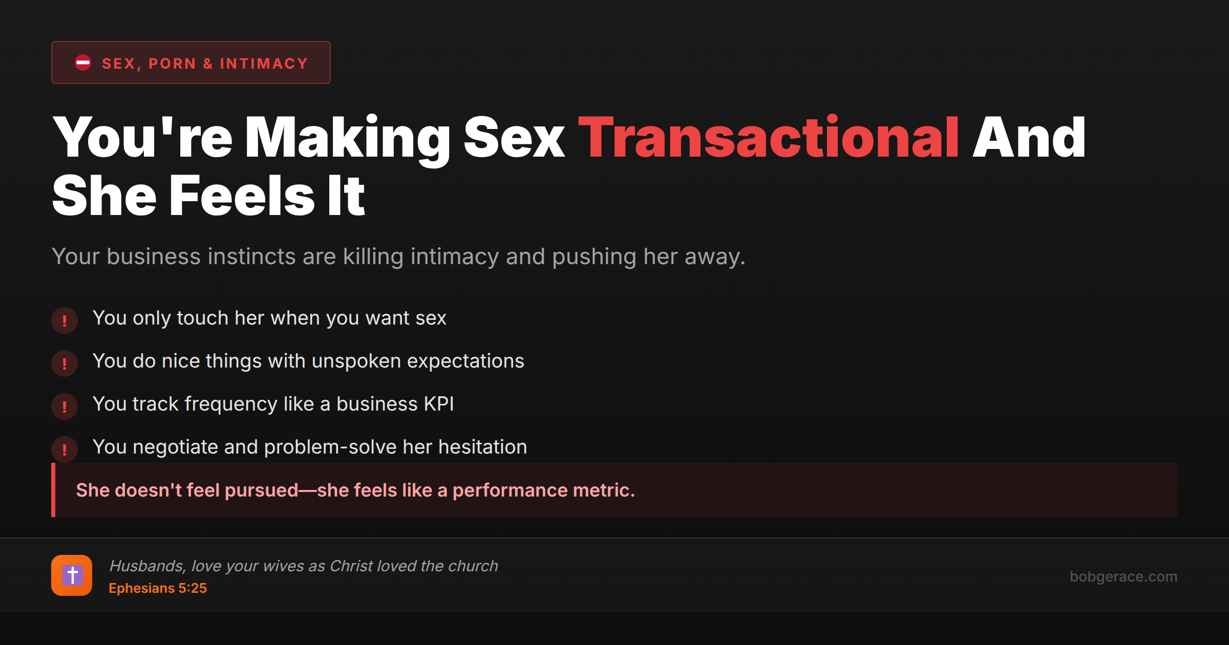 Marriage coaching advice for high-achieving men about avoiding transactional intimacy and connecting with their wives emotionally