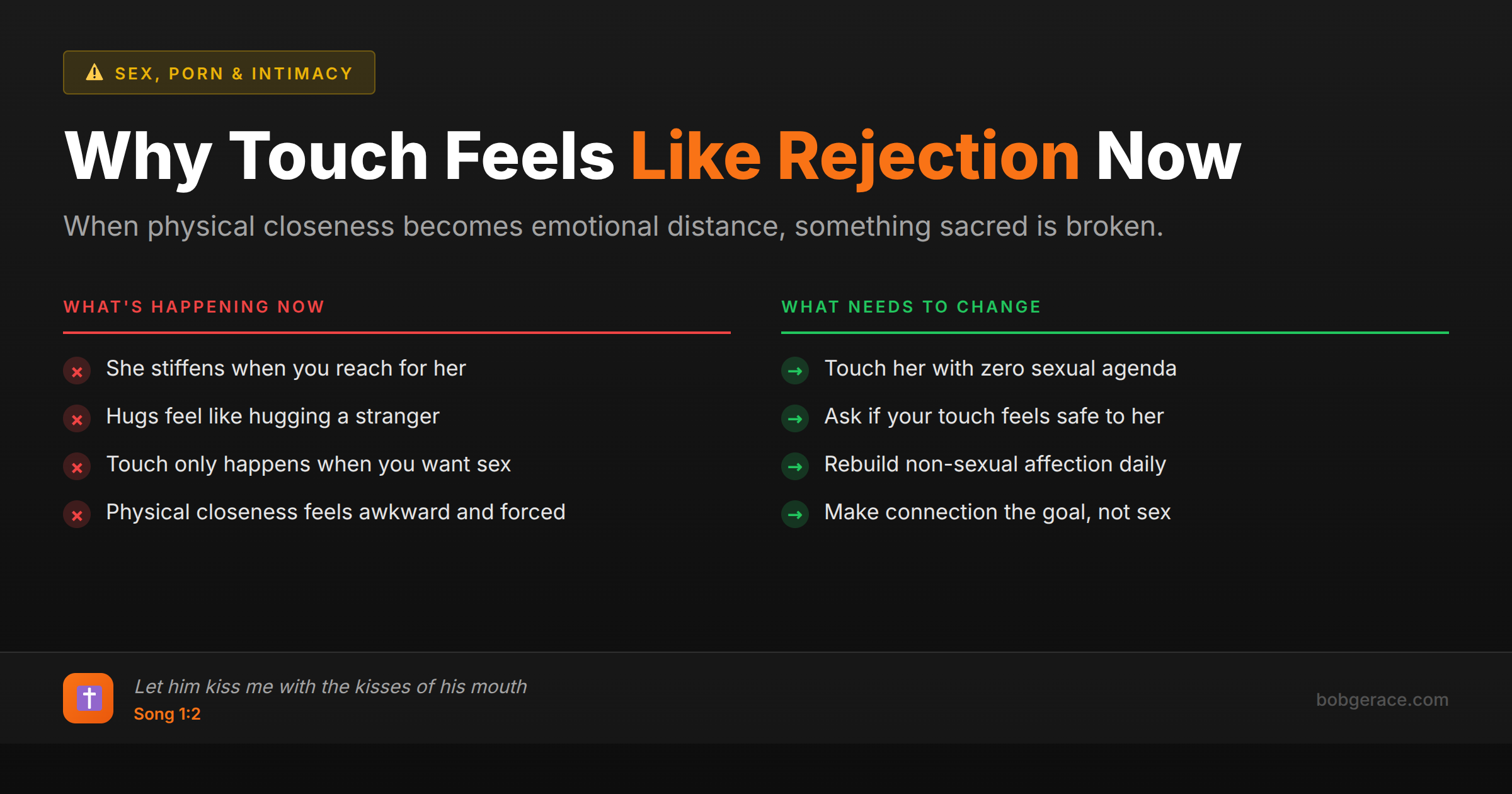 Marriage advice comparing disconnected physical touch vs healthy affectionate touch in relationships