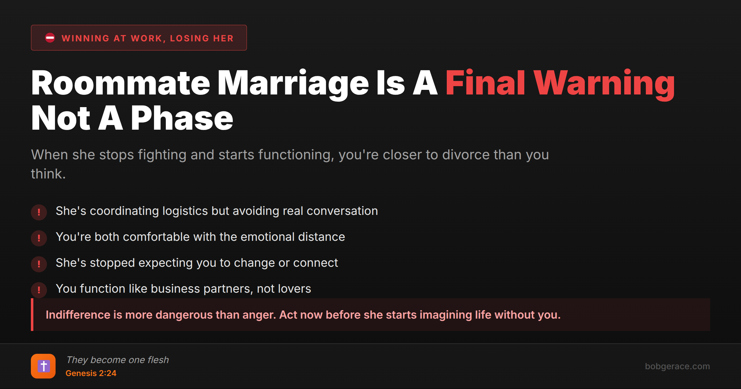 Warning signs of roommate marriage - when emotional distance becomes indifference before divorce