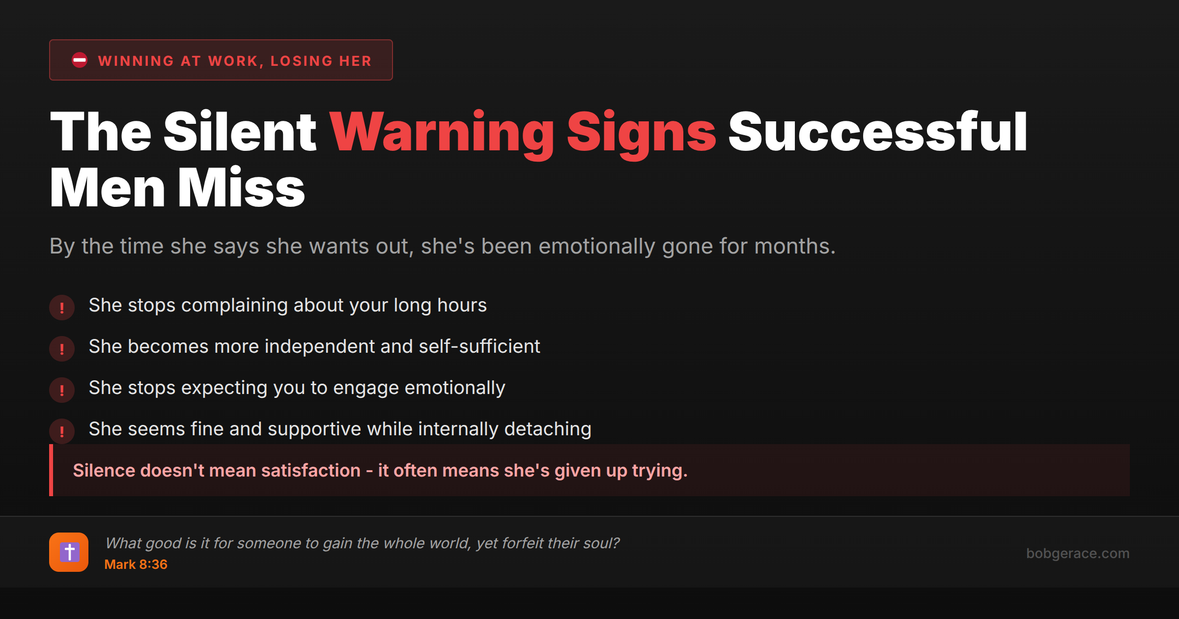Warning signs before separation that successful men often miss - marriage coaching advice for high-achieving husbands